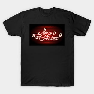 Hand-written Merry Christmas Lettering on Red background T-Shirt